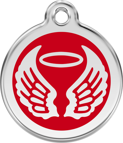 Pet Identification Tag Angel Wings - red