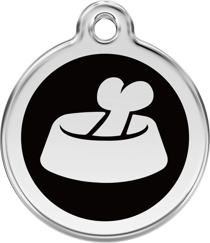 Pet Identification Tag | Bone in Bowl - black