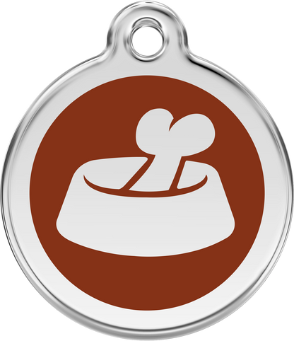 Pet Identification Tag | Bone in Bowl - brown