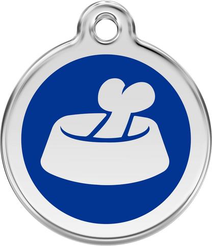 Pet Identification Tag | Bone in Bowl - blue
