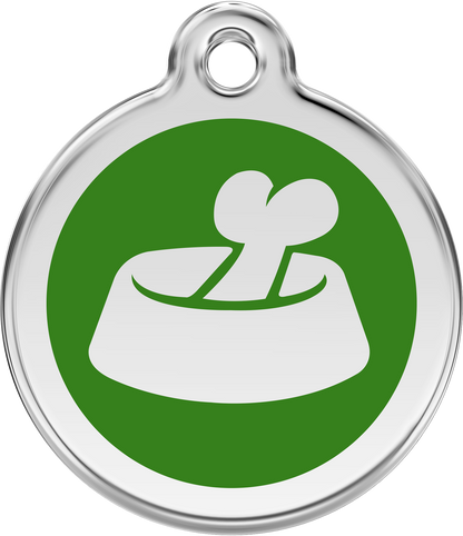 Pet Identification Tag | Bone in Bowl - green