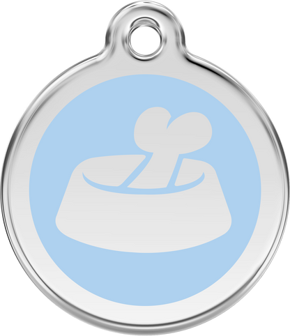 Pet Identification Tag | Bone in Bowl - light blue