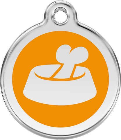 Pet Identification Tag | Bone in Bowl - orange