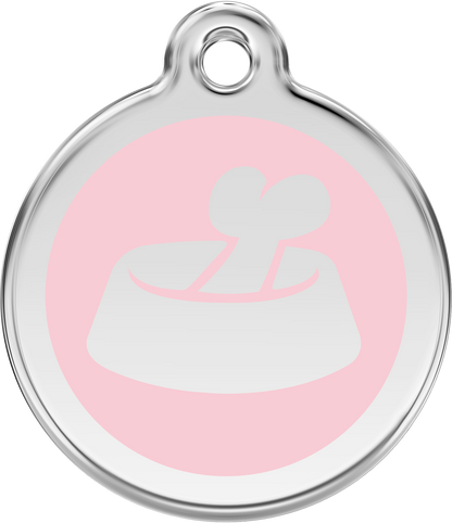 Pet Identification Tag | Bone in Bowl - light pink