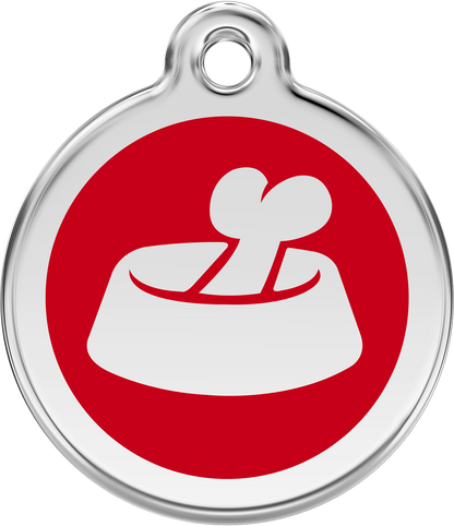 Pet Identification Tag | Bone in Bowl - red
