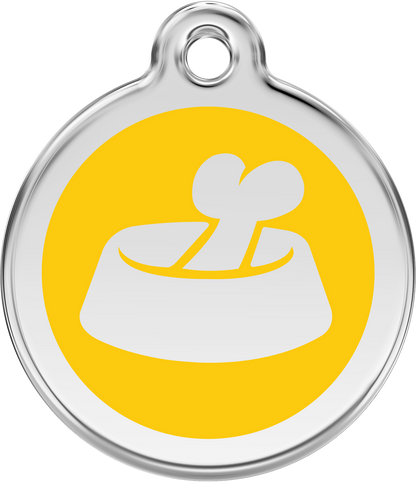 Pet Identification Tag | Bone in Bowl - yellow
