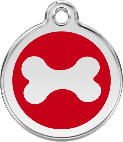 Pet Identification Tag | Bone - red