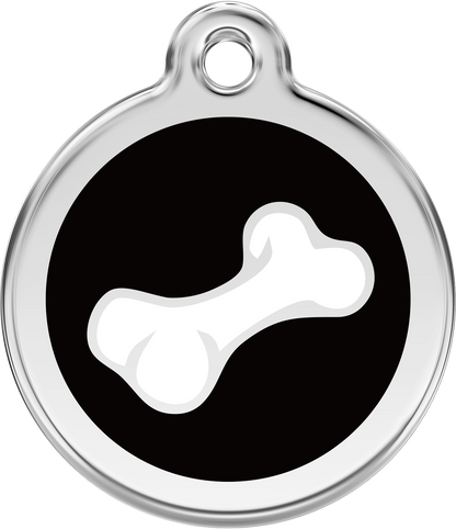 Pet Identification Tag | 3D Bone - black