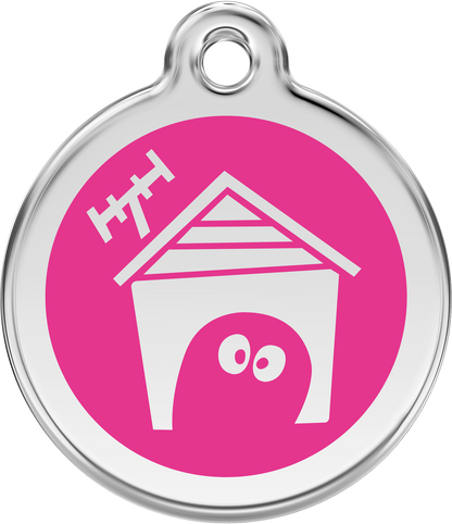 Pet Identification Tag | Dog House - pink