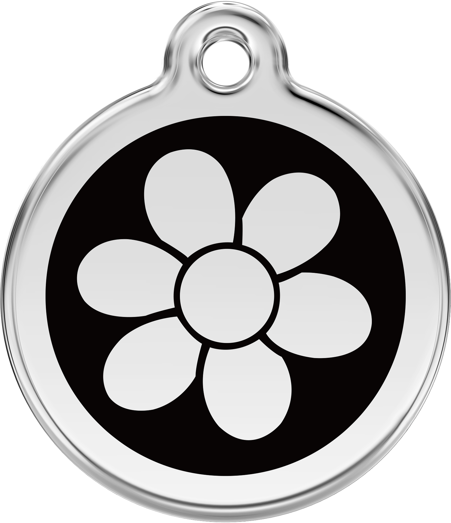 Pet Identification Tag | Flower - black