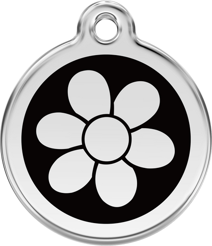 Pet Identification Tag | Flower - black