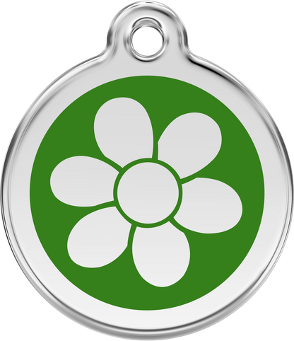 Pet Identification Tag | Flower - green