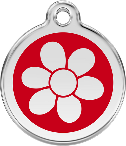 Pet Identification Tag | Flower - red