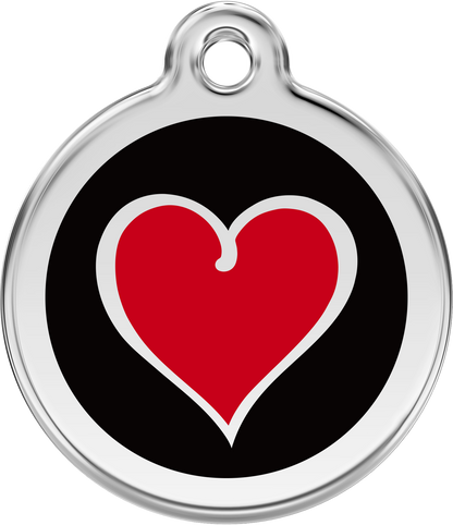 Pet Identification Tag | Love Heart - red/black