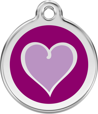 Pet Identification Tag | Love Heart - purple