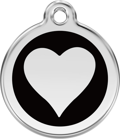 Pet Identification Tag | Heart - black