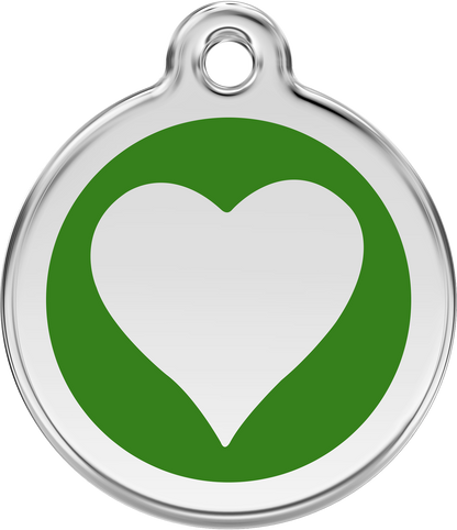 Pet Identification Tag | Heart - green