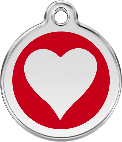 Pet Identification Tag | Heart - red