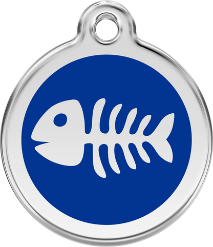 Pet Identification Tag | Fish Bone - blue