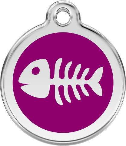 Pet Identification Tag | Fish Bone - purple