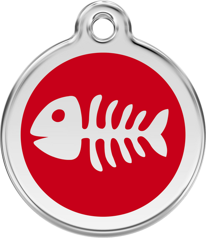 Pet Identification Tag | Fish Bone - red