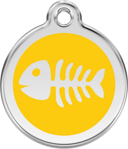 Pet Identification Tag | Fish Bone - yellow