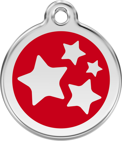 Pet Identification Tag | Stars - red