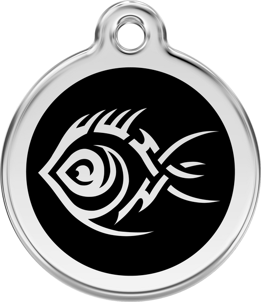 Pet Identification Tag | Tribal Fish - black