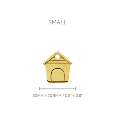 Pet ID Tag Brass Dog House - small 