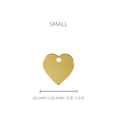 Pet ID Tag Brass Heart - small