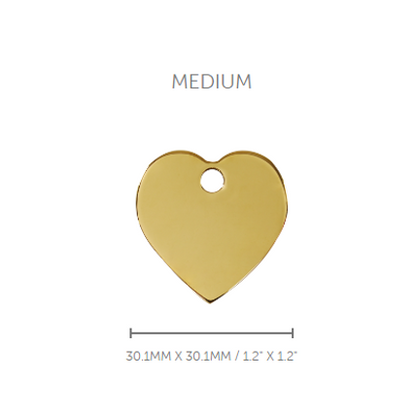 Pet ID Tag Brass Heart - medium
