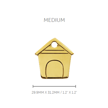 Pet ID Tag Brass Dog House - medium