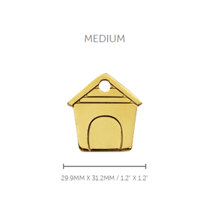 Pet ID Tag Brass Dog House - medium