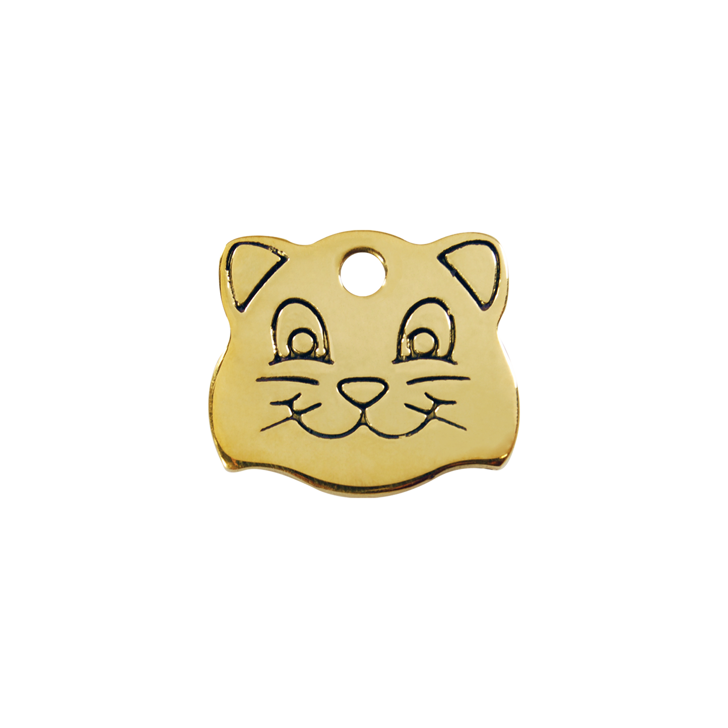 Pet ID Tag Brass Cat Face