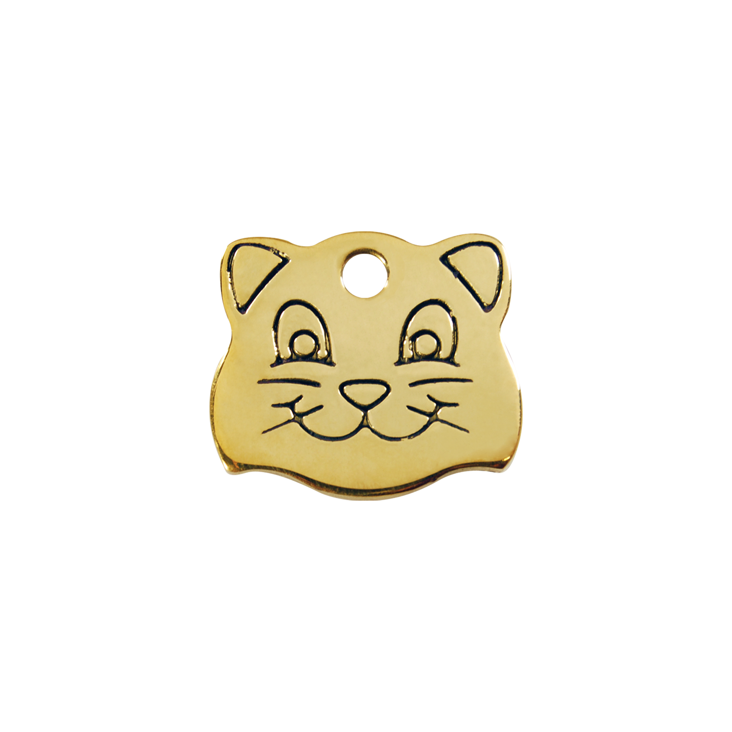 Pet ID Tag Brass Cat Face