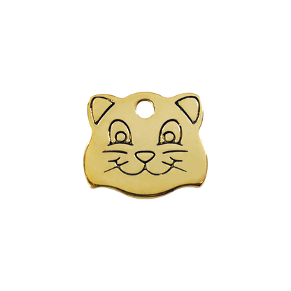 Pet ID Tag Brass Cat Face