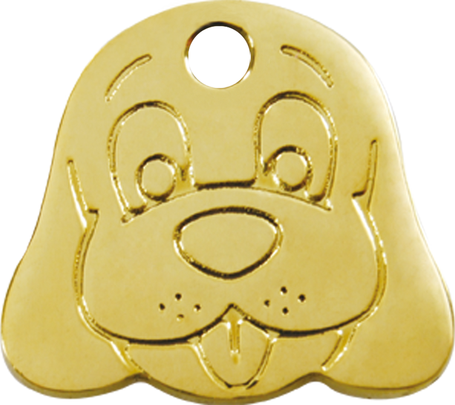 Pet ID Tag Brass Dog Face