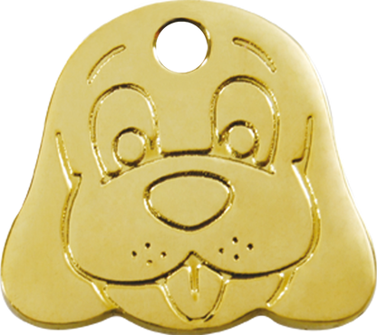Pet ID Tag Brass Dog Face
