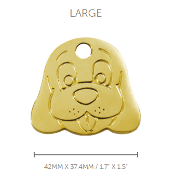 Pet ID Tag Brass Dog Face - large