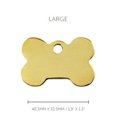 Pet ID Tag Brass Bone - large