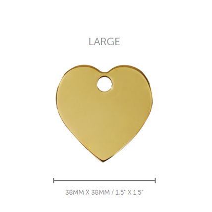 Pet ID Tag Brass Heart - large
