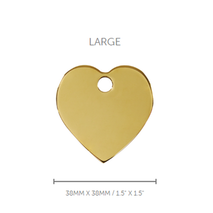 Pet ID Tag Brass Heart - large