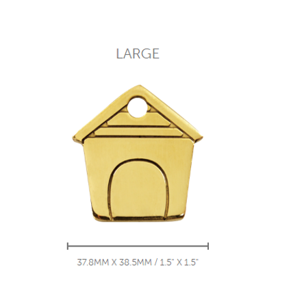 Pet ID Tag Brass Dog House - large