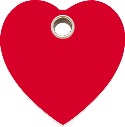 Pet Identification Tag Plastic Heart - red