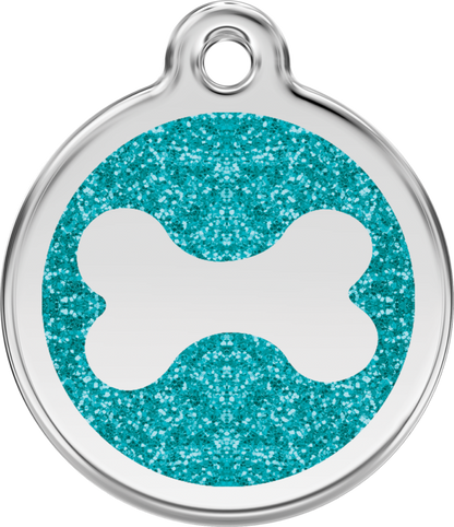 Pet Identification Tag | Glitter Bone - aqua