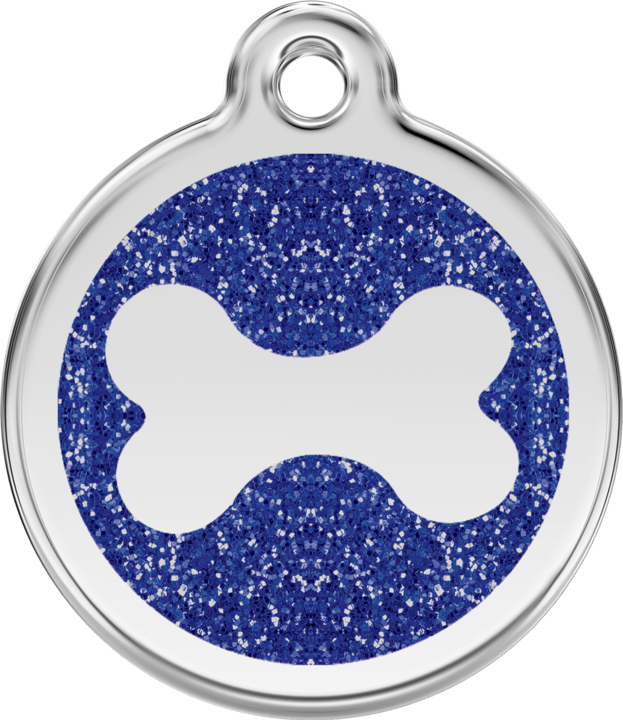Pet Identification Tag | Glitter Bone - blue