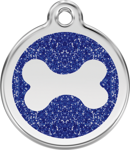 Pet Identification Tag | Glitter Bone - blue