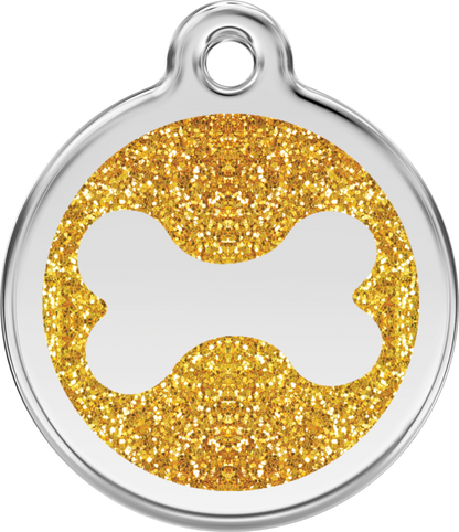 Pet Identification Tag | Glitter Bone - gold