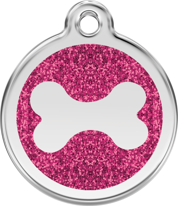 Pet Identification Tag | Glitter Bone - pink