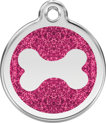 Pet Identification Tag | Glitter Bone - pink